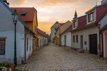 Narrow street in the old town of Telc, Czech republic