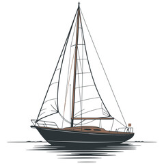 yacht on white background