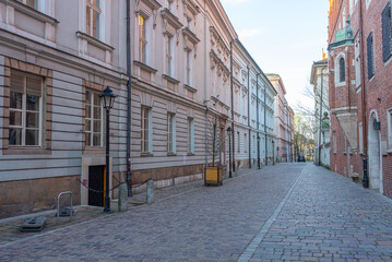 Obraz premium Narrow street in the historical center of Krakow, Poland