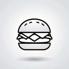 Fototapeta premium Simple illustration of a double cheeseburger icon with a shadow on a gray background, representing fast food and American cuisine