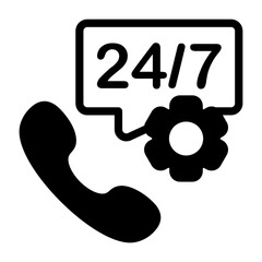 24-7 Support Semi Solid Vector Icon