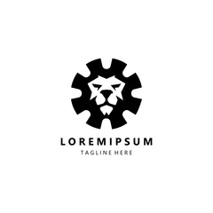 gear lion logo design vector