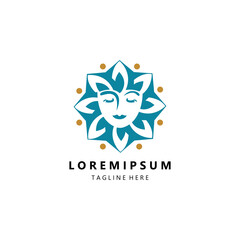 greek woman flower logo design vector