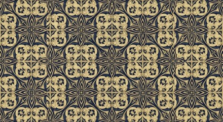 Ornate Symmetrical Gold and Black Kaleidoscope Pattern.