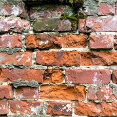 Close-up of weathered red brick wall