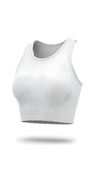 White Ribbed Tank Top Floating on White Background