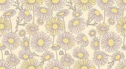 Fototapeta premium Pastel Daisy Floral Pattern.