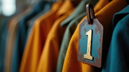 Vintage Soviet Coat Check Tag on Wooden Hanger - School Memories Macro Shot
