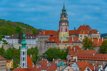 Obraz premium Panorama view of Cesky Krumlov in Czech republic