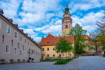 Obraz premium Courtyard of the castle at Cesky Krumlov in Czech republic