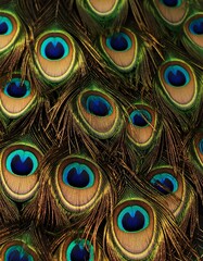 Close-up peacock feather texture