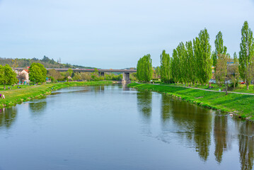 Berounka river passing through Beroun town in the Czech republic