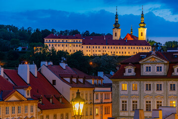 Obraz premium Sunset view of Strahov monastery in Prague, Czech republic