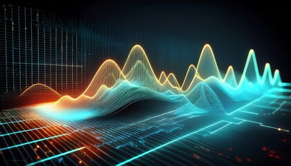 biometric technology and security digital display showing a seismic waveform reading