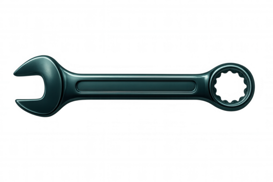 Green wrench resting horizontally on transparent surface, showcasing industrial tool's robust construction and versatile mechanical applications