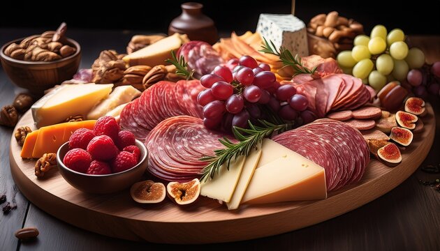 artisan charcuterie board with assorted meats and cheese food unsplash realism super resolution depth of field