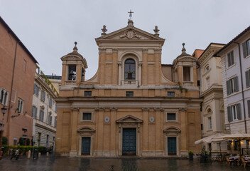 Old baroque church building in Rome Italy