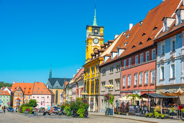 Obraz premium Summer day at market square in Cheb, Czech republic