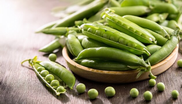 fresh green peas and pods healthy food close up image