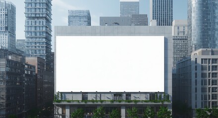 Towering blank billboard in a vibrant city, presenting a prime conceptual space for innovative advertising campaigns and impactful brand messaging amidst modern urban architecture
