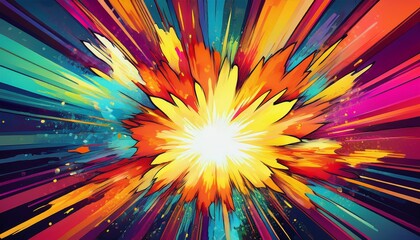 Fototapeta premium abstract comic book style explosion with bright colors radiates outwards