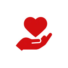 Red Heart in Hand Icon Love, Care, and Support Symbol isolated on transparent background Remove png, Clipping Path, pen tool