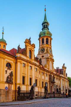 Sunset view of Loreta pilgrimage site in Prague, Czech republic
