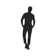Modern and minimalist silhouette of a standing man, ideal for various graphic design applications and visual branding projects, showcasing a sleek human figure with a relaxed pose