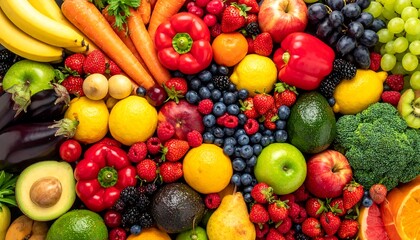 Colorful array of fresh fruits and vegetables (2)