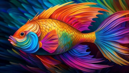 a vibrant and colorful fish showcasing stunning scales with a rainbow of hues perfect for aquatics or nature themed projects