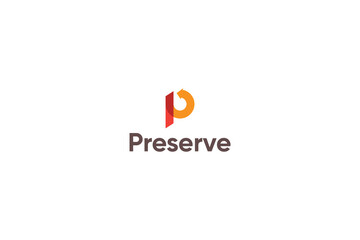 Letter p modern technological back arrow preserve logo