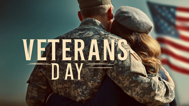 Veterans day honoring military service and sacrifice with american flag - Powered by Adobe