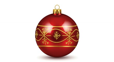 Red christmas ornament with gold snowflake design