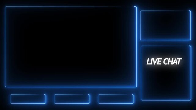 Intermission Stream Overlay Animated, Neon Sign looping facecam and chat for live streaming.Live chat Intermission Stream Overlay Animation Live streaming Frame 4k