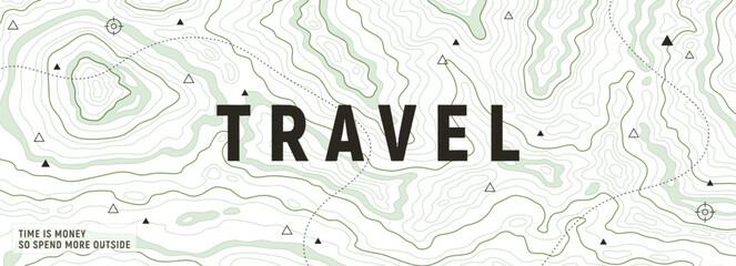 Travel Concept with Topographic Map Background and Hiking Symbols. © Valedi 