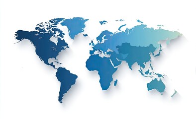 Fototapeta premium World map, shaded, 3D effect