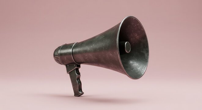 Powerful vintage megaphone ready to amplify your message, creating impactful announcements and driving attention with its classic design and commanding presence