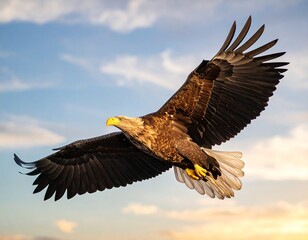 Majestic eagle soaring in a vibrant sky