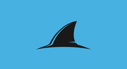 Stylized black shark fin silhouette icon design.