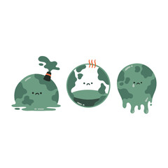 Earth Nature Care Line and Silhouette Icon Set. Ecology Planet and Leaf Pictogram. Eco Globe Green World with Plant Symbol Collection on White Background.