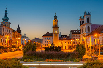 Sunrise panorama of the Slovak national uprising square in Bansk