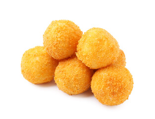 Delicious fried croquette balls isolated on white