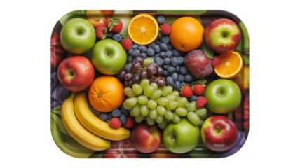 Healthy fruits and vegetables, like a ripe red apple and green grapes, are a refreshing and juicy part of a balanced diet