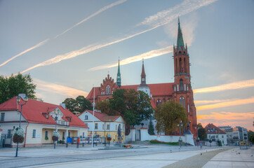Obraz premium Sunrise view of Cathedral Basilica of the Assumption of the Bles