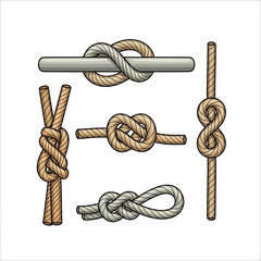nautical knots tying ropes illustrating various knot types for sailing enthusiasts useful for tutorials and manuals