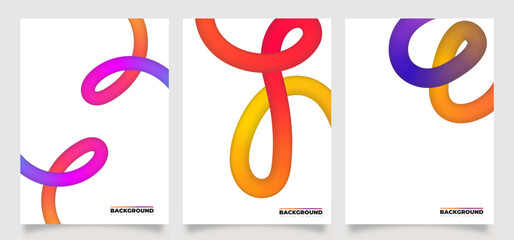 Abstract posters featuring colorful 3D gradient ribbons on white background, modern and dynamic style, ideal for creative events, art exhibitions, digital design, or marketing promotion.