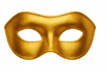 Shiny gold mask isolated on transparent background, symbolizing carnival, mystery, and masquerade celebrations