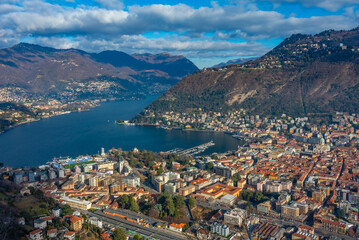 Naklejka premium Panorama view of Como in Italy