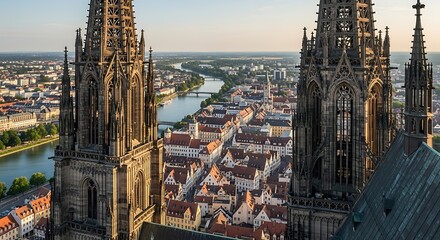 Ulm Minster - Majestic Gothic Cathedral Overlooking the City and Danube River.