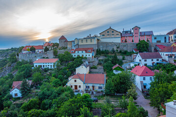 Obraz premium Sunset view of Castle at Znojmo, in Czech republic